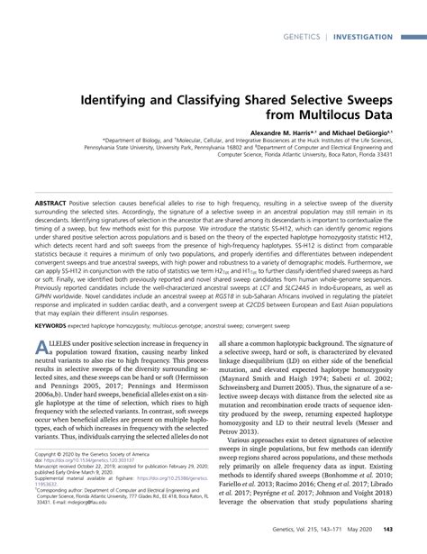 shared sweeps|Identifying and Classifying Shared Selective Sweeps from .